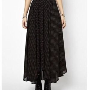 Free People Polka Dot Asymmetrical Maxi Skirt | Size XS
